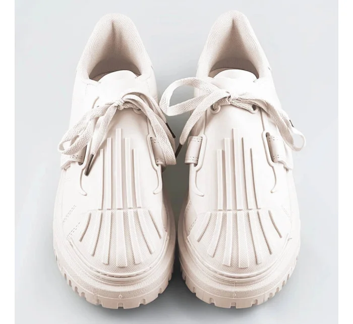 Béžové dámske športové topánky so zakrytým šnurovaním (RA2049)