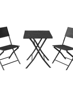 BALKÓNOVÝ NÁBYTOK SET STÔL 58X58X70CM A 2 STOLIČKY ČIERNA