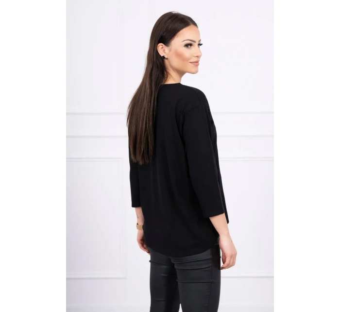 Blúzka s grafikou dievčatá v 3D okuliaroch čierna