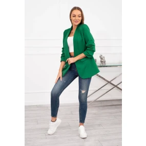 Bunda s klopou elegantní tmavě zelená Bunda s klopou elegantní tmavě zelená