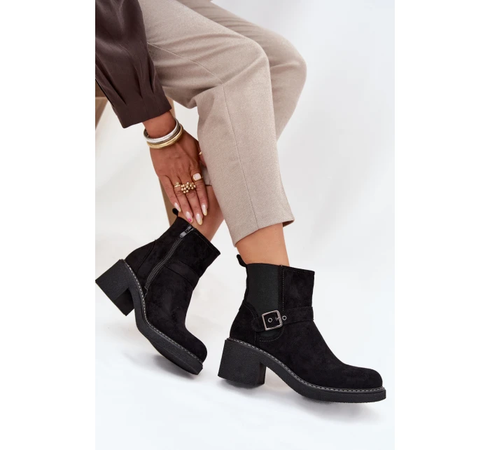 Dámské kotníkové boty na s přezkou černé model 21707424 - Boto Dámské kotníkové boty na s přezkou černé model 21707424 - Boto