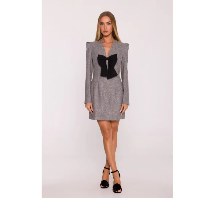 M869 Tvídové šaty s výstrihom do V - grafitové M869 Tvídové šaty s výstrihom do V - grafitové