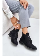 Zateplená nízka členková obuv s ozdobou na zips S.Barski Black Zateplená nízka členková obuv s ozdobou na zips S.Barski Black