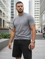 Pánske bavlnené základné sivé tričko FashionStreet RX5675