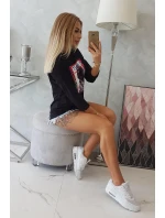 Americká dievčenská grafická blúzka čierna S/M - L/XL