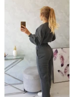 Zateplená súprava s krátkou mikinou grafitová