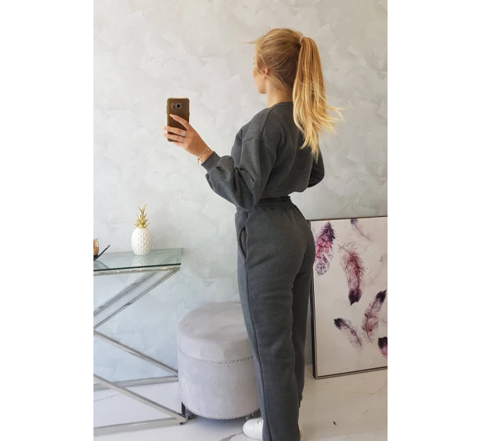 Zateplená súprava s krátkou mikinou grafitová