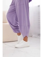 Súprava bavlnená blúzka + nohavice svetlo fialová
