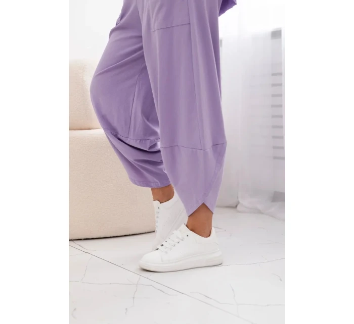 Súprava bavlnená blúzka + nohavice svetlo fialová