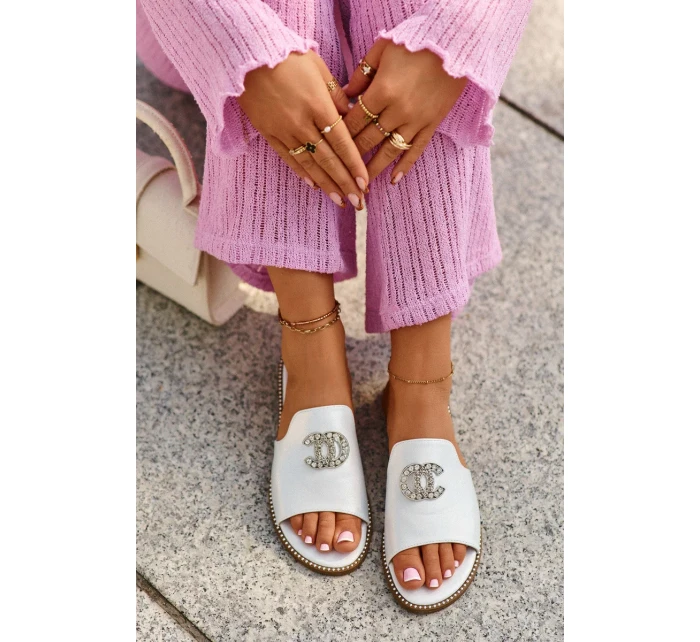 Elegantné dámske lesklé papuče s ornamentom S.Barski Silver