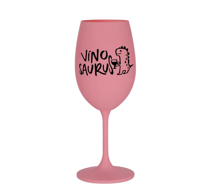 VÍNOSAURUS - růžová sklenice na víno 350 ml