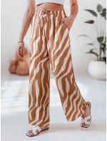 Dámske pruhované nohavice so širokými nohavicami ZEBRAVIBE beige/camel FashionStreet UY2655 Dámske pruhované nohavice so širokými nohavicami ZEBRAVIBE beige/camel FashionStreet UY2655