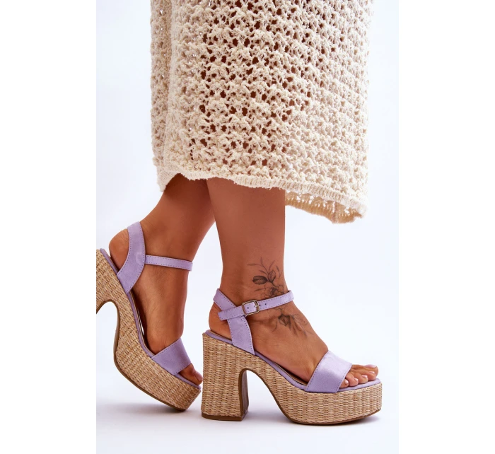 Wygodne Zamszowe Sandały Na Masywnym Słupku Fioletowe Elishia Wygodne Zamszowe Sandały Na Masywnym Słupku Fioletowe Elishia