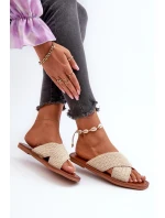 Klapki Damskie Płaskie Big Star NN274078 Beżowe