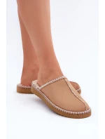 Obuwie Domowe Kapcie Z Haftem Damskie Inblu EY000028 Camel