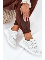 Damskie Skórzane Buty Sportowe Vinceza 79532 Białe