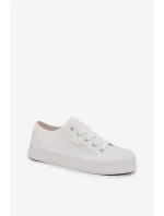 Materiałowe Trampki Damskie Na Platformie Big Star RR274776 Białe