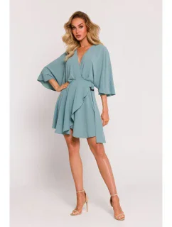 M785 Predĺžené mini šaty - agáve