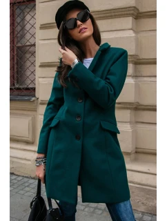 Dámský kabát model 20739844 tmavě zelený - Roco Fashion