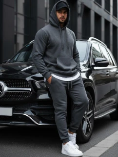 Pánska mikina s kapucňou antracitová BX2085