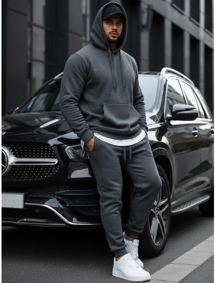 Pánska mikina s kapucňou antracitová BX2085