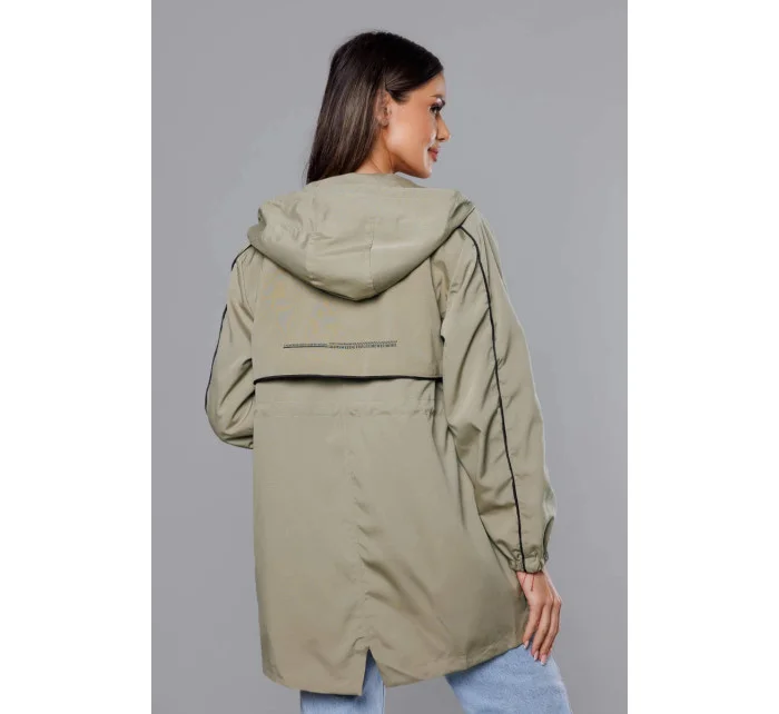 Dámska bunda s tenkou podšívkou olivová (B8119-48)