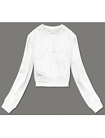 Tenká krátká bílá dámská tepláková mikina model 18378923 - J.STYLE Tenká krátká bílá dámská tepláková mikina model 18378923 - J.STYLE