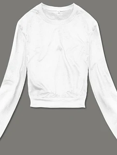 Tenká krátká bílá dámská tepláková mikina model 18378923 - J.STYLE