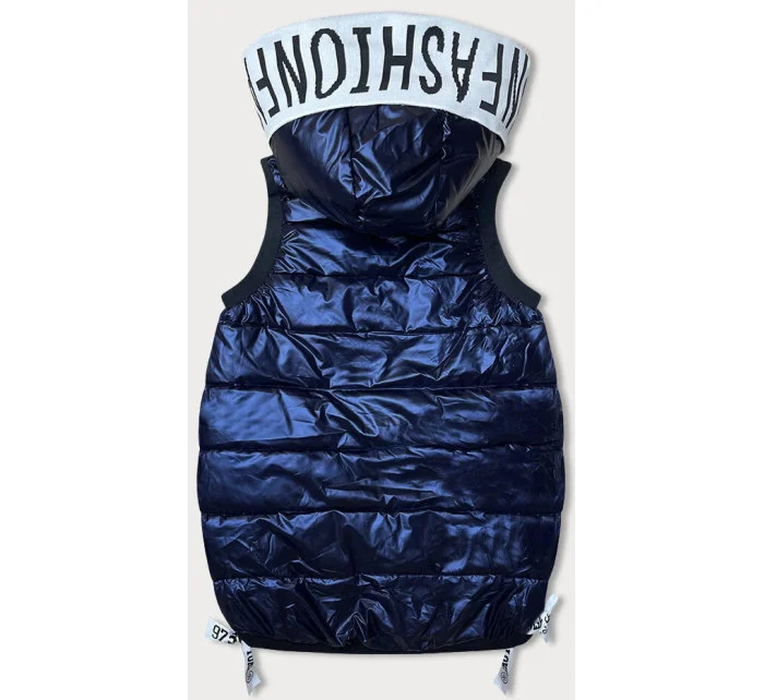 Tmavomodrá dámska vesta so sťahovacími lemami (16M9115-215)