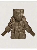 Dámská bunda s pletenými manžetami, oversize, béžová (B6078-12) Dámská bunda s pletenými manžetami, oversize, béžová (B6078-12)