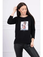 Blúzka s potlačou Originálna čierna Blúzka s potlačou Originálna čierna