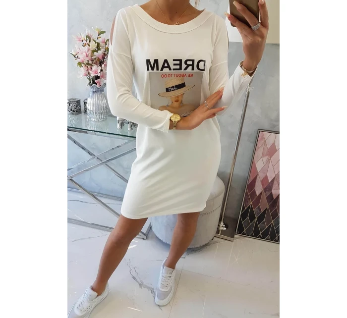 Šaty s potlačou Dream ecru Šaty s potlačou Dream ecru