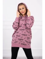 Mikina s nápisom tmavoružová