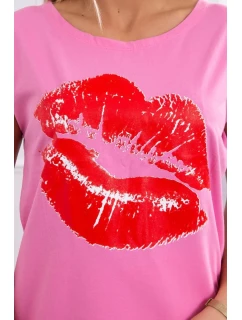 Blúzka s potlačou pier ružová