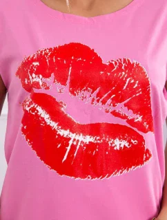 Blúzka s potlačou pier ružová