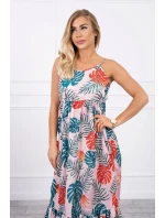 Šaty s motívom listov púdrovo ružovej Šaty s motívom listov púdrovo ružovej