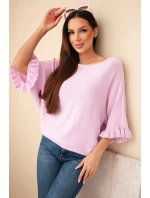 Dámský svetr typu model 21949260 s kulatým výstřihem jasně fialový - K-Fashion
