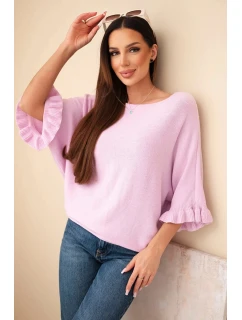 Dámský svetr typu model 21949260 s kulatým výstřihem jasně fialový - K-Fashion