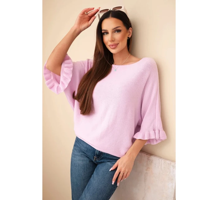 Dámský svetr typu model 21949260 s kulatým výstřihem jasně fialový - K-Fashion