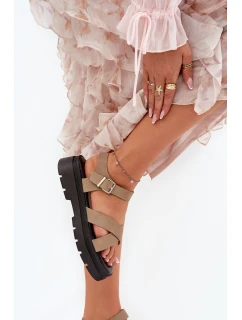 Sandały Damskie Na Platformie Z Eko Skóry Khaki Gevinniser