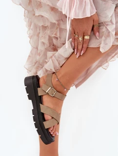 Dámské sandály na platformě z eko kůže khaki model 21688438 - Boto