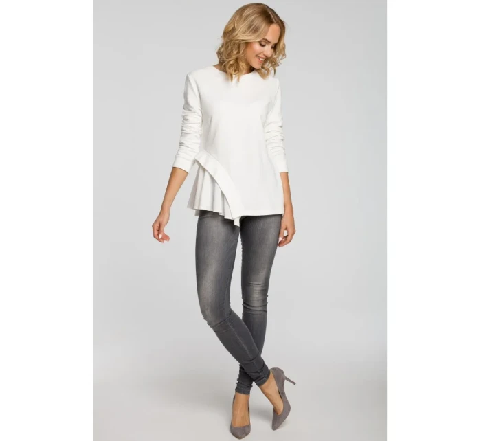 M333 Asymetrická vrstvená blúzka - ecru farba M333 Asymetrická vrstvená blúzka - ecru farba