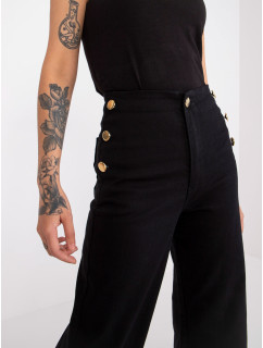 Čierne džínsy Marianne RUE PARIS s ozdobnými gombíkmi
