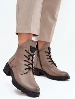 Dámske členkové topánky na podpätku Vinceza - sivé