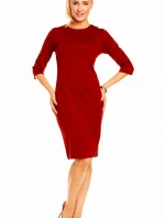 Spoločenské šaty Žofia zdobené falošným golierikom stredne dlhé bordó - Bordová - Lental