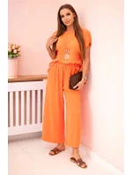 Viskózový set plisovaná blúzka + nohavice Oranžová