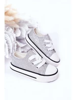 Dziecięce Brokatowe Trampki Srebrne Bling-Bling