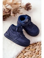Dziecięce Ocieplane Wysokie Buty Sportowe Granatowe Clafi Dziecięce Ocieplane Wysokie Buty Sportowe Granatowe Clafi