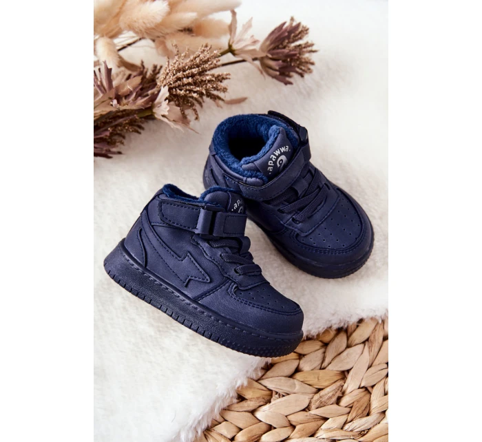 Dziecięce Ocieplane Wysokie Buty Sportowe Granatowe Clafi Dziecięce Ocieplane Wysokie Buty Sportowe Granatowe Clafi