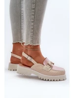 Dámské sandály na ploché podrážce s ozdobou béžové D&A model 21655998 - S.Barski